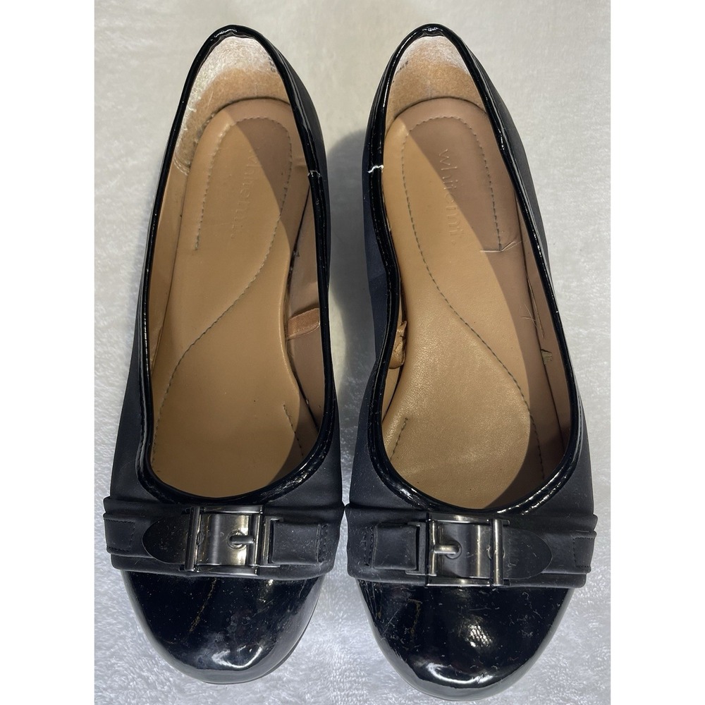 White Mountain Size 8 W Gypsy Black Casual Slip On Flats Bow